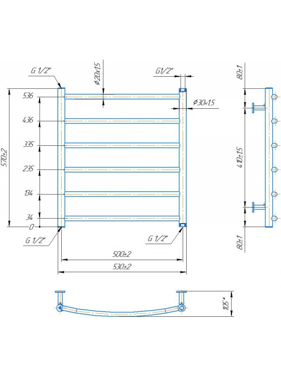 Водяна рушникосушарка INOX Класік 570х530/500 preview