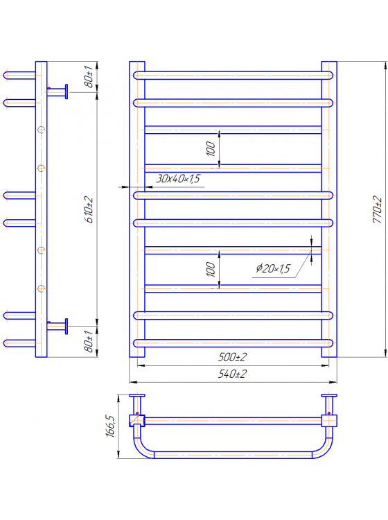 Водяна рушникосушарка INOX Преміум Люкс 770х540/500 preview
