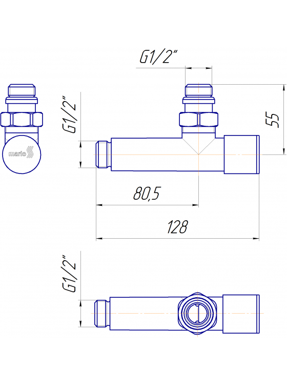 Кран кутовий подовжений, G1/2″ комплект preview