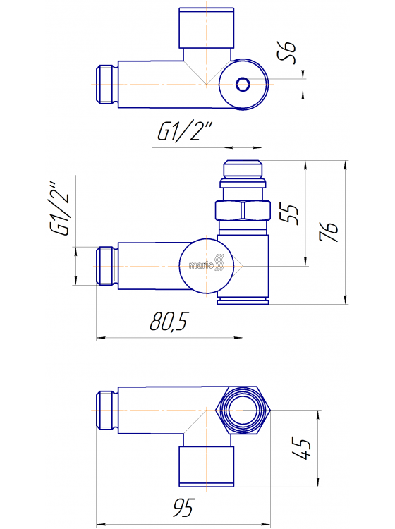 Кран кутовий під ТЕН, G1/2″ комплект preview