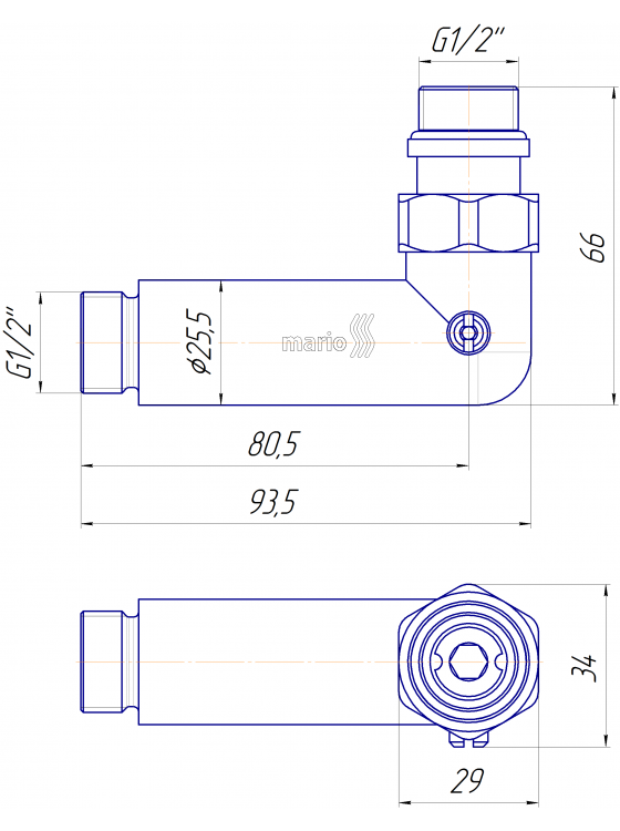 Кран кутовий запірний, G1/2″ комплект preview